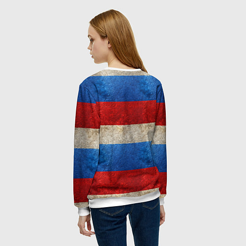 Женский свитшот 9 мая День Победы на фоне флага России / 3D-Белый – фото 4