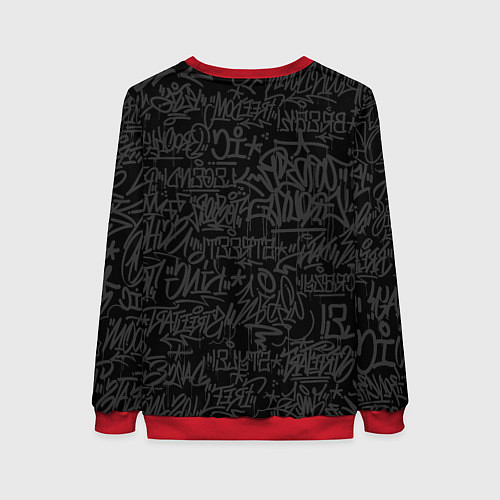 Женский свитшот Content Warning граффити / 3D-Красный – фото 2