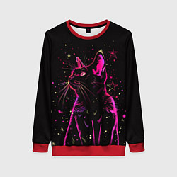 Свитшот женский Кот в звездах, цвет: 3D-красный