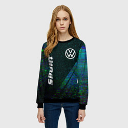 Свитшот женский Volkswagen sport glitch blue, цвет: 3D-черный — фото 2