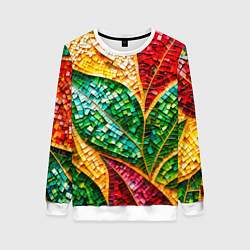 Свитшот женский Яркая мозаика с разноцветным абстрактным узором и, цвет: 3D-белый