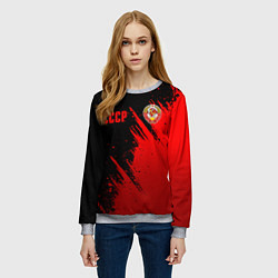 Свитшот женский СССР - черно-красный, цвет: 3D-меланж — фото 2