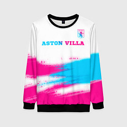 Свитшот женский Aston Villa neon gradient style посередине, цвет: 3D-черный