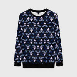 Свитшот женский Чёрно-синий паттерн треугольники, цвет: 3D-черный
