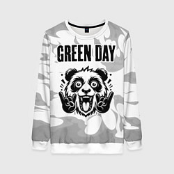 Женский свитшот Green Day рок панда на светлом фоне