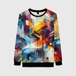 Свитшот женский Абстрактные фигуры, цвет: 3D-черный