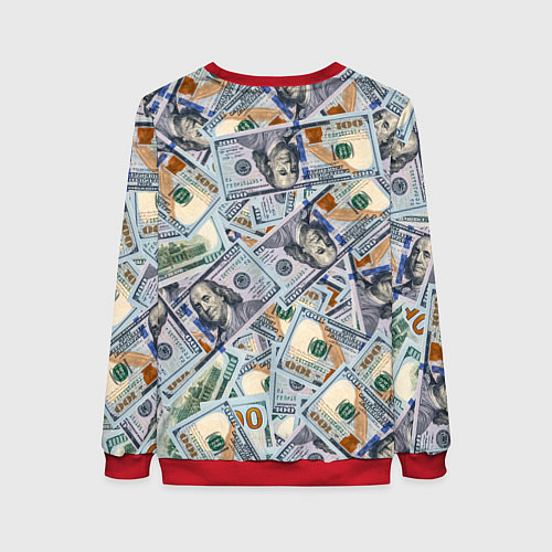 Женский свитшот Банкноты сто долларов / 3D-Красный – фото 2