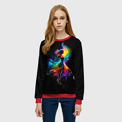 Свитшот женский Неоновая танцовщица в звездном небе, цвет: 3D-красный — фото 2