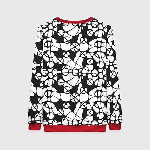 Женский свитшот Абстрактный узор из кругов и овалов / 3D-Красный – фото 2