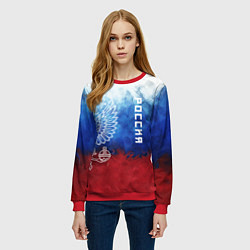 Свитшот женский Герб России и флаг, цвет: 3D-красный — фото 2