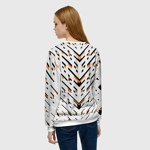 Женский свитшот Чёрные и жёлтые полосы на белом фоне / 3D-Белый – фото 4