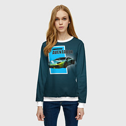 Свитшот женский Спортивная машина Lamborghini Aventador, цвет: 3D-белый — фото 2