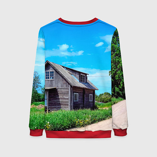 Женский свитшот Дом в деревне / 3D-Красный – фото 2