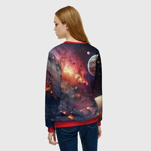 Женский свитшот Космический мир / 3D-Красный – фото 4