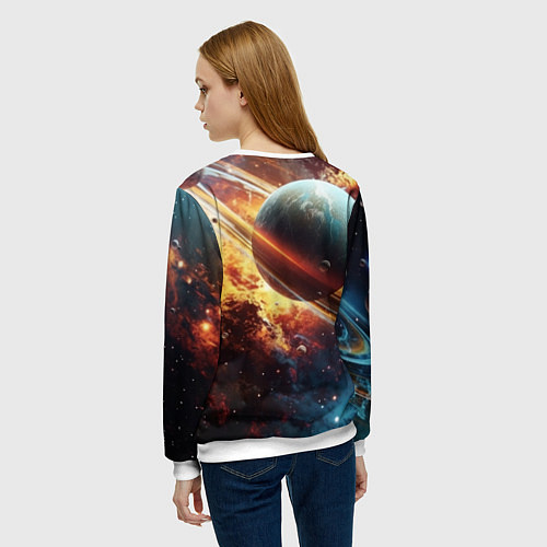Женский свитшот Большая планета / 3D-Белый – фото 4