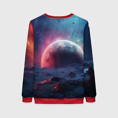 Женский свитшот Фантастика космос и планета / 3D-Красный – фото 2