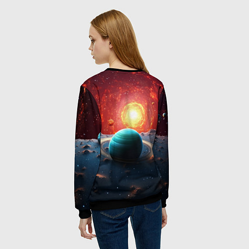 Женский свитшот Космос и разные планеты / 3D-Черный – фото 4
