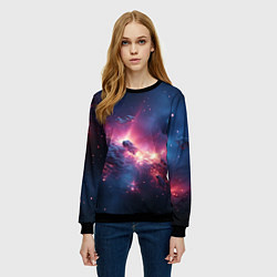 Свитшот женский Взрыв в космосе, цвет: 3D-черный — фото 2