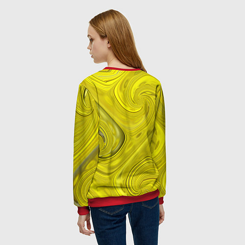 Женский свитшот Желтая абстракция / 3D-Красный – фото 4
