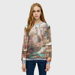 Свитшот женский Город в восточном стиле, цвет: 3D-меланж — фото 2