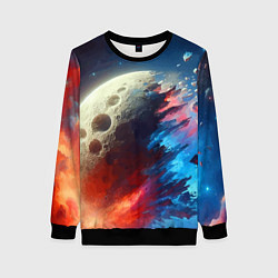 Свитшот женский Разрыв космического тела - нейросеть, цвет: 3D-черный
