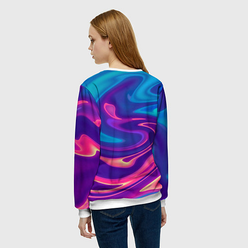 Женский свитшот Неоновый градиент синий и оранжевый / 3D-Белый – фото 4