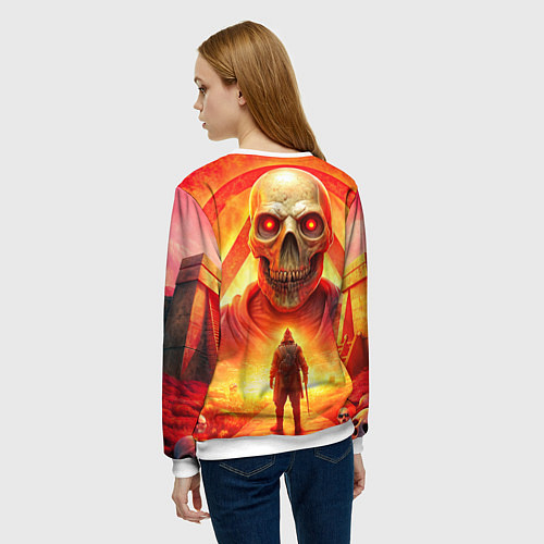 Женский свитшот Abiotic Factor horror skull / 3D-Белый – фото 4