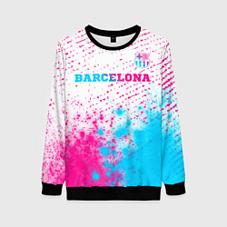 Свитшот женский Barcelona neon gradient style посередине, цвет: 3D-черный