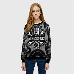 Свитшот женский Автосервис - мотор, цвет: 3D-черный — фото 2