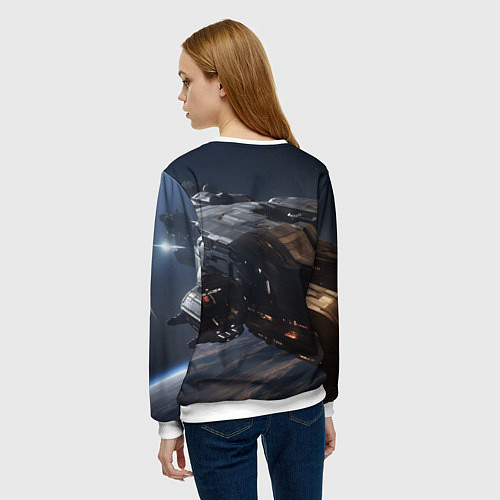 Женский свитшот Mass Effect ТалиЗора и космический корабль / 3D-Белый – фото 4