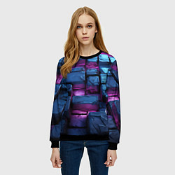 Свитшот женский Неоновые плитки объемные, цвет: 3D-черный — фото 2