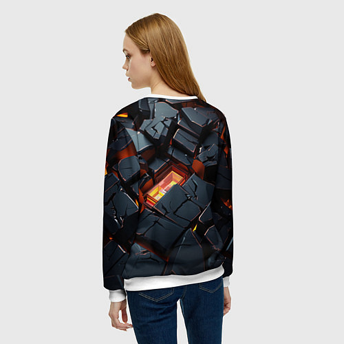 Женский свитшот Черные камни с разломами / 3D-Белый – фото 4