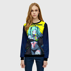 Свитшот женский Ребекка - бегущие по краю, цвет: 3D-черный — фото 2