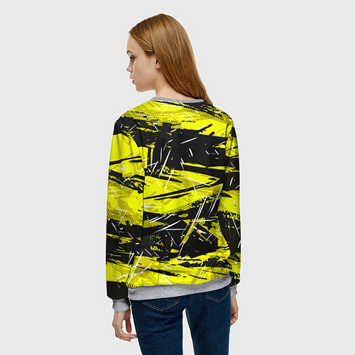 Женский свитшот Yellow geometry - спортивный узор / 3D-Меланж – фото 4
