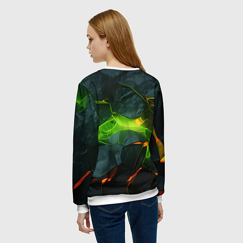 Женский свитшот Неоновая яркая геометрическая абстракция со светом / 3D-Белый – фото 4