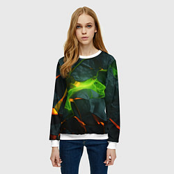 Свитшот женский Неоновая яркая геометрическая абстракция со светом, цвет: 3D-белый — фото 2