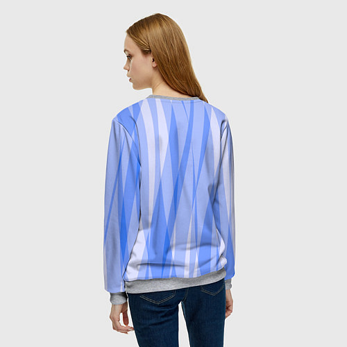 Женский свитшот Полосатый сиренево-голубой пламенный / 3D-Меланж – фото 4