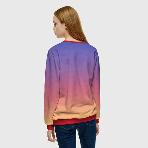 Женский свитшот Эффект рассвета градиентом с кристаллизацией / 3D-Красный – фото 4