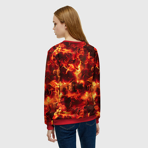 Женский свитшот Огненный элементаль / 3D-Красный – фото 4