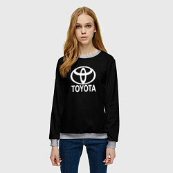 Свитшот женский Toyota white logo, цвет: 3D-меланж — фото 2