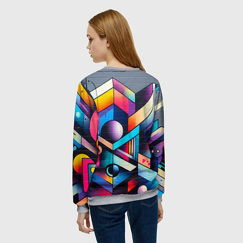Женский свитшот Геометрическое абстрактное граффити - нейросеть / 3D-Меланж – фото 4