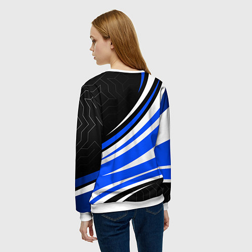 Женский свитшот BMW M - синие волны / 3D-Белый – фото 4