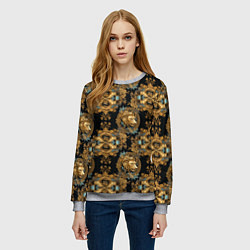 Свитшот женский Изящные переплетения с головами львов, цвет: 3D-меланж — фото 2