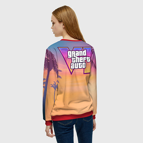 Женский свитшот Люсия в купальнике Gta 6 / 3D-Красный – фото 4