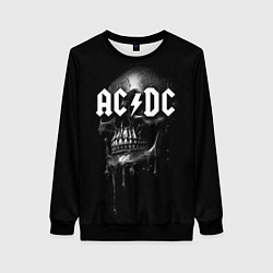 Свитшот женский AC DC - большой череп с подтеками, цвет: 3D-черный