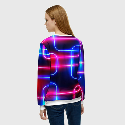 Женский свитшот Светящиеся неоновые дуги / 3D-Белый – фото 4