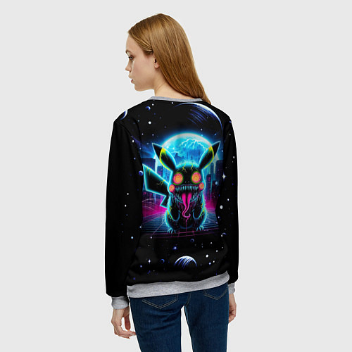 Женский свитшот Пикачу в космосе - ужас / 3D-Меланж – фото 4