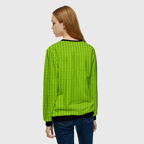 Женский свитшот Ярко-зелёный в маленькие чёрные полоски / 3D-Черный – фото 4