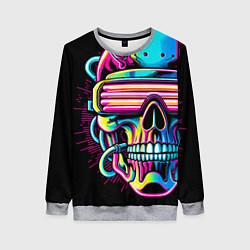 Женский свитшот Cyber skull - ai art neon