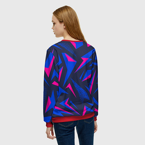 Женский свитшот Модная сова сине-фиолетовый фон / 3D-Красный – фото 4